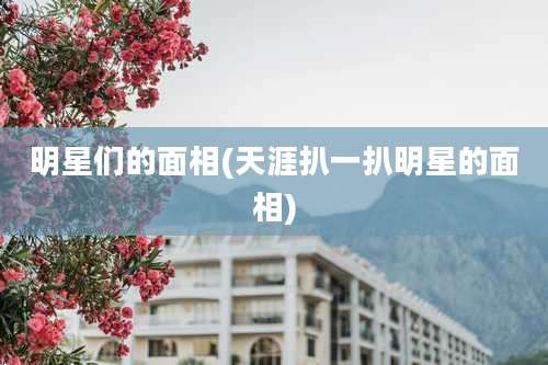 明星们的面相(天涯扒一扒明星的面相)