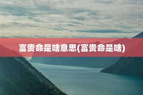 富贵命是啥意思(富贵命是啥)