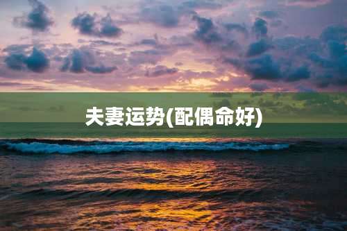 夫妻运势(配偶命好)