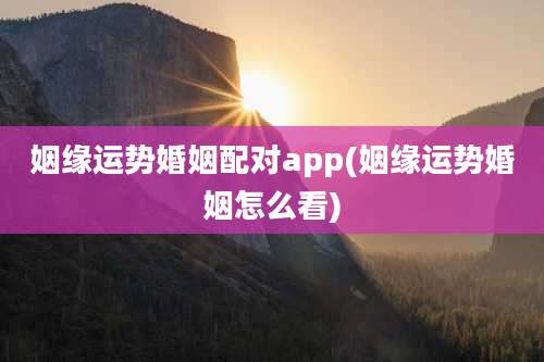 姻缘运势婚姻配对app(姻缘运势婚姻怎么看)