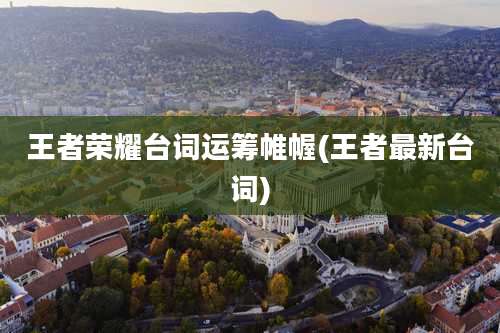 王者荣耀台词运筹帷幄(王者最新台词)