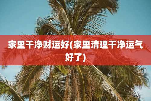 家里干净财运好(家里清理干净运气好了)