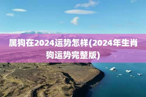 属狗在2024运势怎样(2024年生肖狗运势完整版)