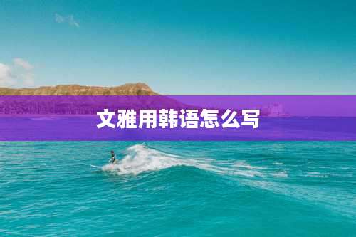文雅用韩语怎么写