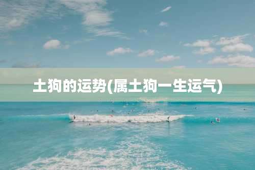 土狗的运势(属土狗一生运气)