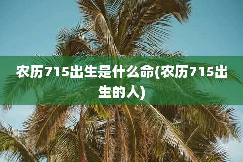 农历715出生是什么命(农历715出生的人)
