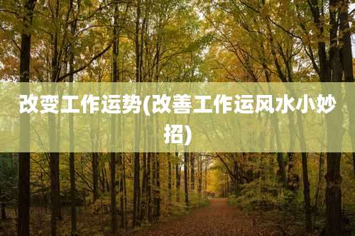 改变工作运势(改善工作运风水小妙招)