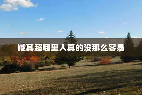 臧其超哪里人真的没那么容易