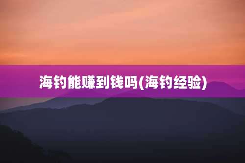 海钓能赚到钱吗(海钓经验)