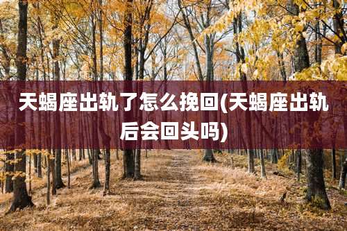 天蝎座出轨了怎么挽回(天蝎座出轨后会回头吗)