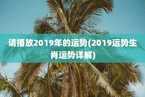 请播放2019年的运势(2019运势生肖运势详解)