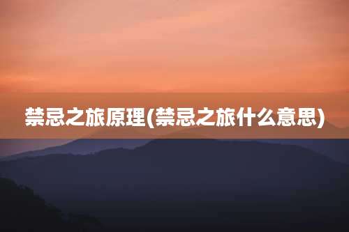 禁忌之旅原理(禁忌之旅什么意思)