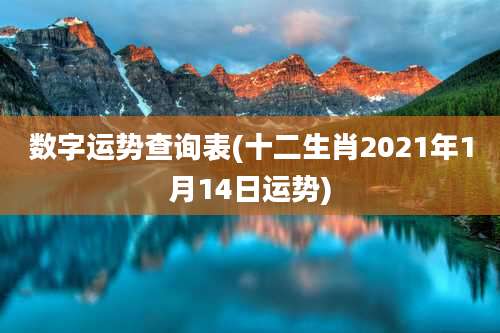 数字运势查询表(十二生肖2021年1月14日运势)
