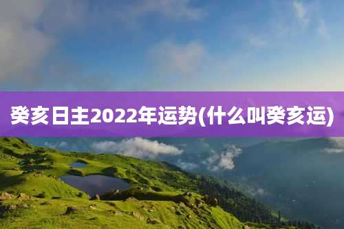 癸亥日主2022年运势(什么叫癸亥运)