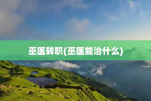 巫医转职(巫医能治什么)