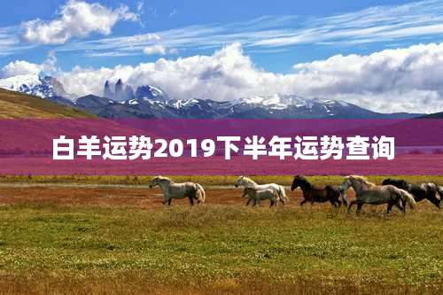 白羊运势2019下半年运势查询