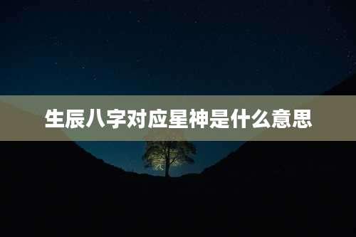 生辰八字对应星神是什么意思