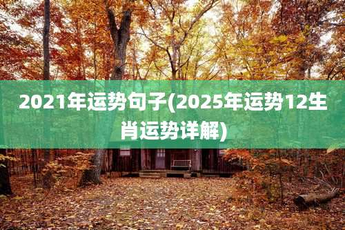 2021年运势句子(2025年运势12生肖运势详解)