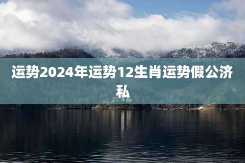 运势2024年运势12生肖运势假公济私