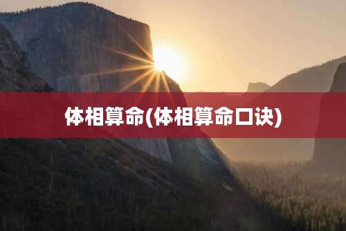 体相算命(体相算命口诀)