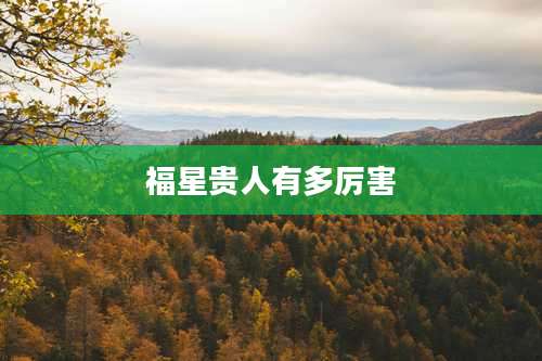 福星贵人有多厉害