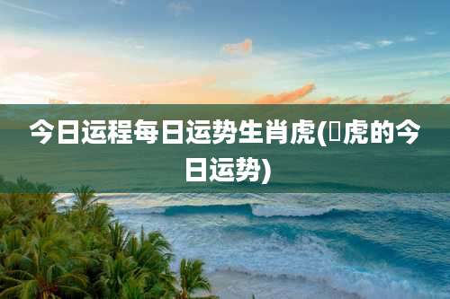 今日运程每日运势生肖虎(䲩虎的今日运势)