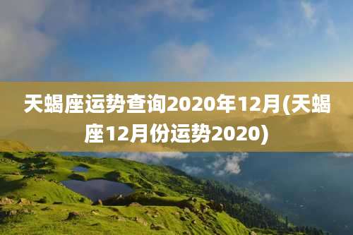 天蝎座运势查询2020年12月(天蝎座12月份运势2020)