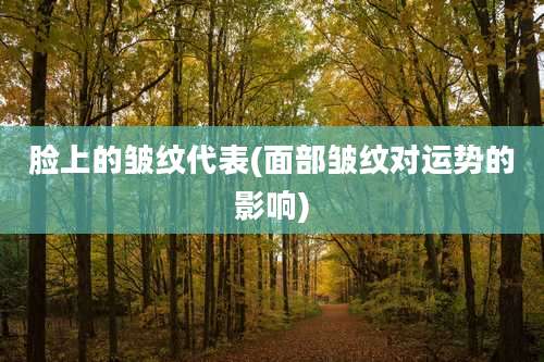 脸上的皱纹代表(面部皱纹对运势的影响)