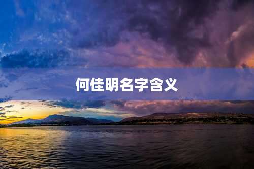 何佳明名字含义