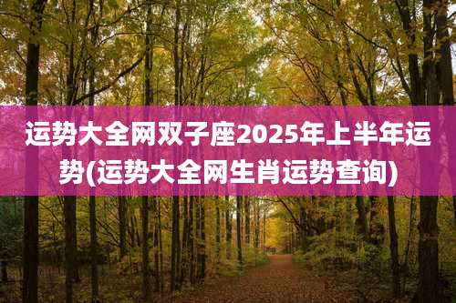 运势大全网双子座2025年上半年运势(运势大全网生肖运势查询)