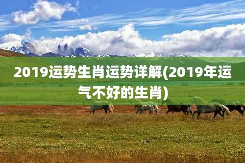 2019运势生肖运势详解(2019年运气不好的生肖)