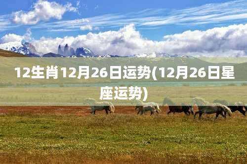 12生肖12月26日运势(12月26日星座运势)
