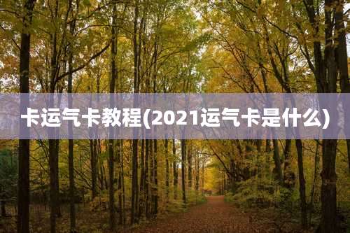 卡运气卡教程(2021运气卡是什么)