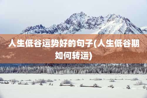 人生低谷运势好的句子(人生低谷期如何转运)