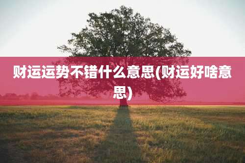 财运运势不错什么意思(财运好啥意思)