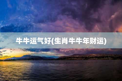牛牛运气好(生肖牛牛年财运)