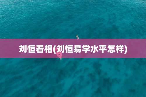 刘恒看相(刘恒易学水平怎样)