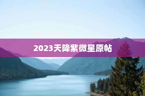 2023天降紫微星原帖