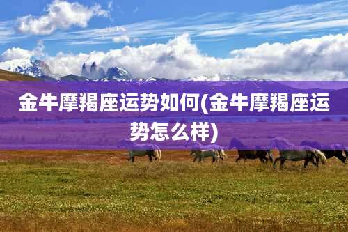 金牛摩羯座运势如何(金牛摩羯座运势怎么样)