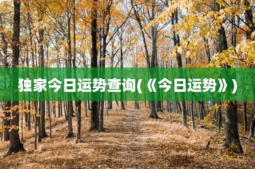 独家今日运势查询(《今日运势》)