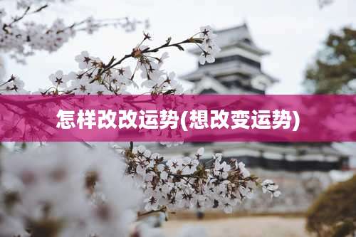 怎样改改运势(想改变运势)