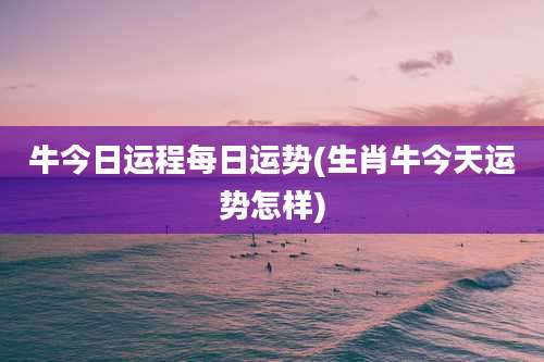 牛今日运程每日运势(生肖牛今天运势怎样)
