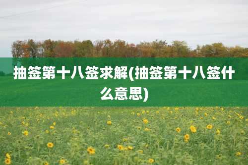 抽签第十八签求解(抽签第十八签什么意思)