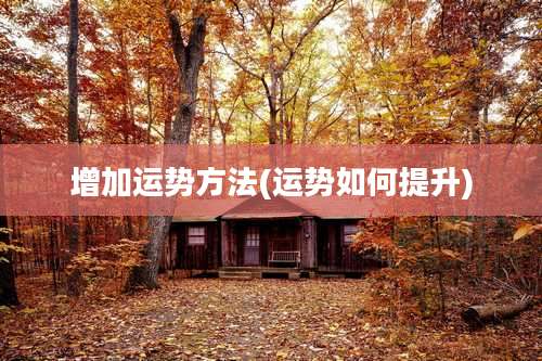 增加运势方法(运势如何提升)