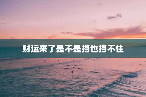 财运来了是不是挡也挡不住