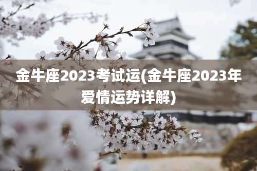 金牛座2023考试运(金牛座2023年爱情运势详解)