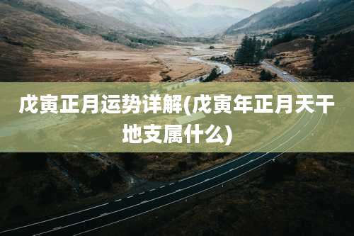 戊寅正月运势详解(戊寅年正月天干地支属什么)