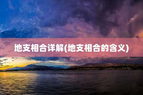 地支相合详解(地支相合的含义)