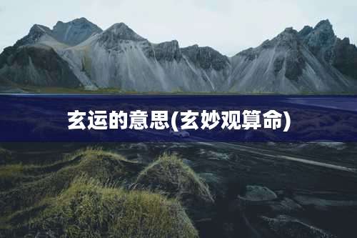 玄运的意思(玄妙观算命)