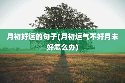 月初好运的句子(月初运气不好月末好怎么办)
